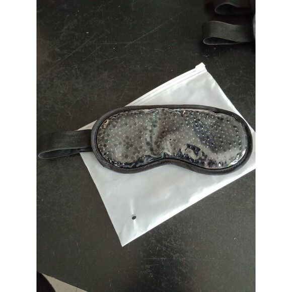 sleeping eye mask hot/cold beads black velour adjustable - Picture 1 of 4